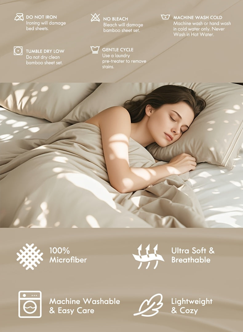 ClevaHome Light Luxury Breathable Sheet Set - 3/4pcs Deep Pockets Cooling Soft Bedding, Fade-Resistant Deep Pockets, All-Season Comfort, Ideal for Dorms, Guest Rooms Everyday Use Twin Full Queen King Sheet
