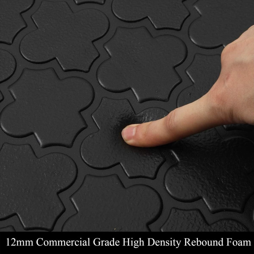 Extra-Large Cushioned Kitchen Mat Designed to Reduce Fatigue, Featuring a Non-Slip Surface. Ideal for Use in Kitchens, It Is And Suitable for Areas Like Standing Desks, Sinks, And Laundry Rooms, Available in Black