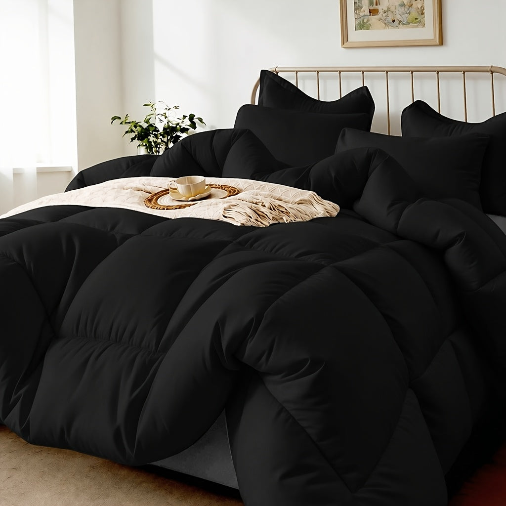 2/3pcs Solid-color Diamond-quilted Comforter Set. Easy Clean, Fabric Soft Breathable. Includes 1 Comforter, 1/2 Pillow Shams. Fits All Bed Sizes Matches Various Bedroom Decor. Suitable for All Seasons Ideal As A Gift, Include Random Color