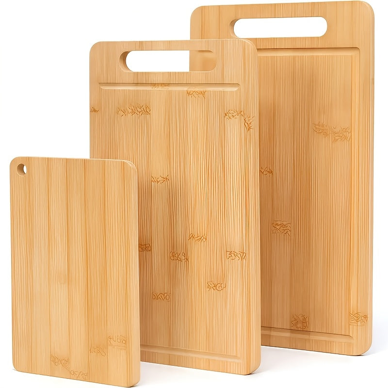 Bamboo Cutting Board - Double-sided Cutting Board, Vertical Kitchen Cutting Board, Kitchen Small Tool, 1/3pcs Set With Juice Trough, Suitable For Cutting Meat, Vegetables, Bread And Wooden Cutting Board
