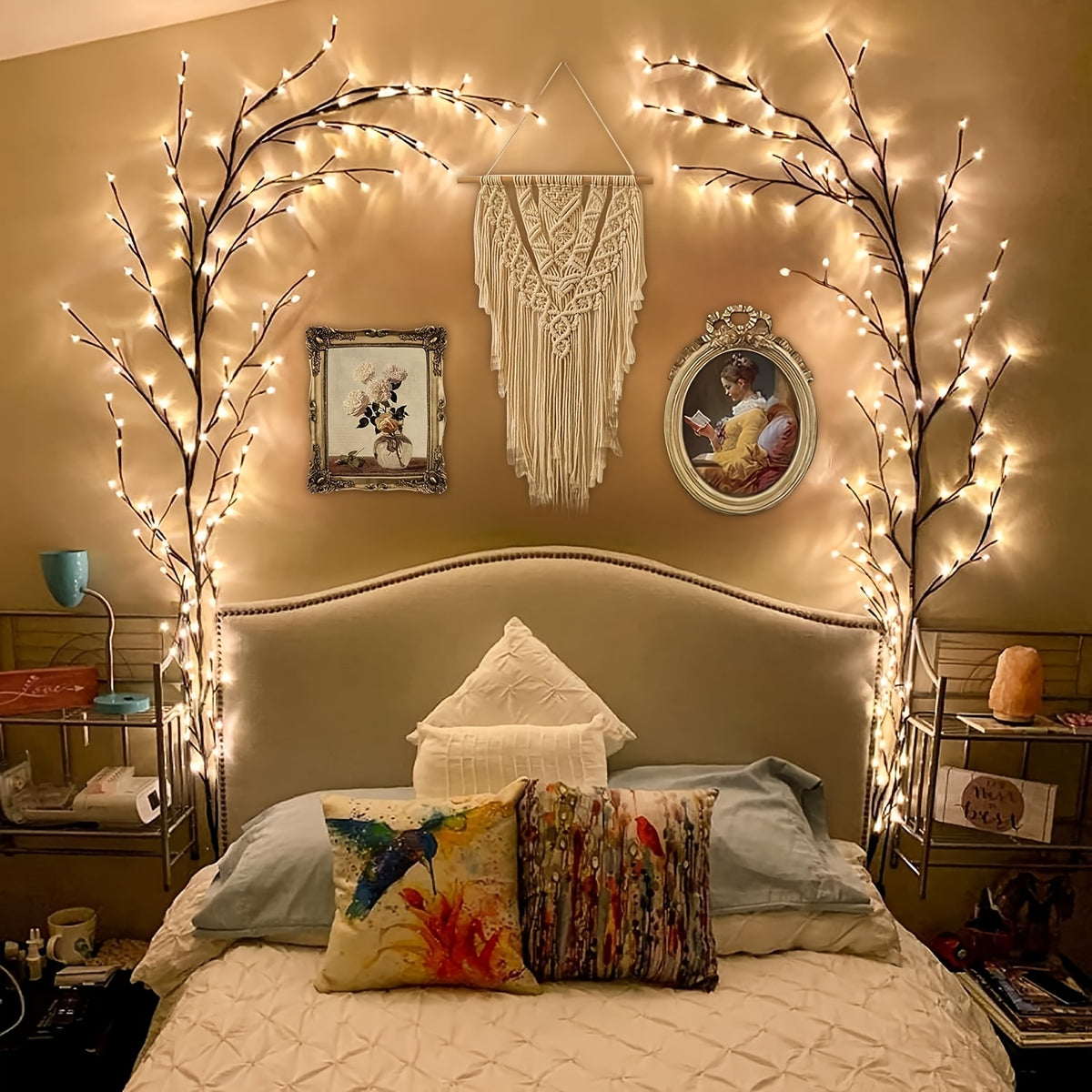 96 LED Brown Vine Fairy Lights - 6ft Flexible Bendable Artificial Willow Branches with 8 Modes, USB Powered Remote Control for Indoor Home Decor, Weddings, Christmas, Valentine's, Thanksgiving & Holiday Party Decorations, Remote Controlled Fairy Lights, W