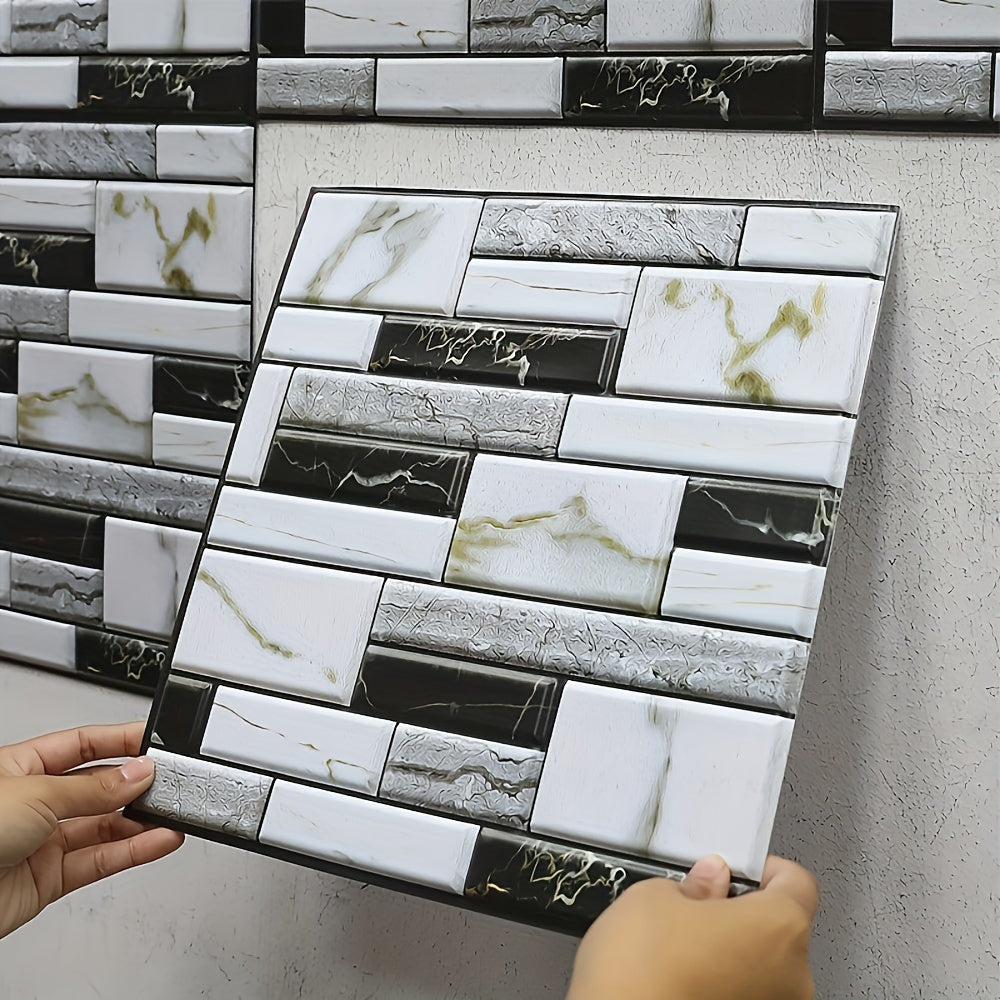 20pcs Self Adhesive Tile Wall Sticker Home Decor 3D PVC Sticker Covers for Kitchen Cupboard Bathroom Wallpaper Waterproof Wallpaper