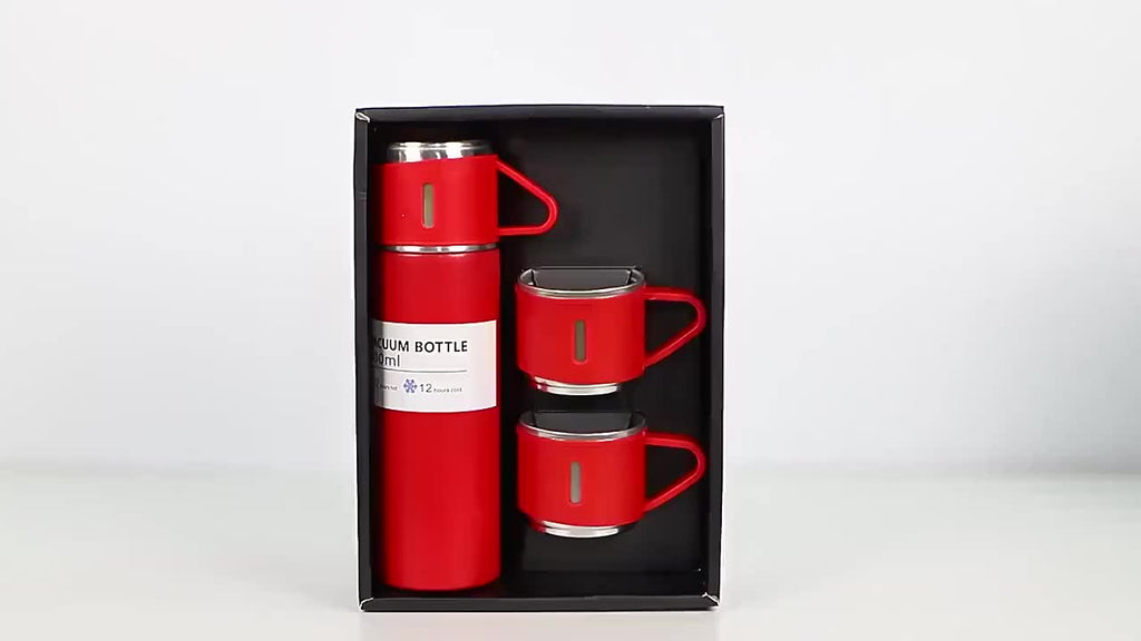 4pcs Per Set, Including 3 Small Cups+1 Water Cup, Insulated Cup Set, Stainless Steel Bottle 500Ml/ 16.9Oz Insulated, Perfect for Hot And Cold Drink, Perfect for Business And School Three Lid Portable Fashion Spot Business Event Gift Set Stainless