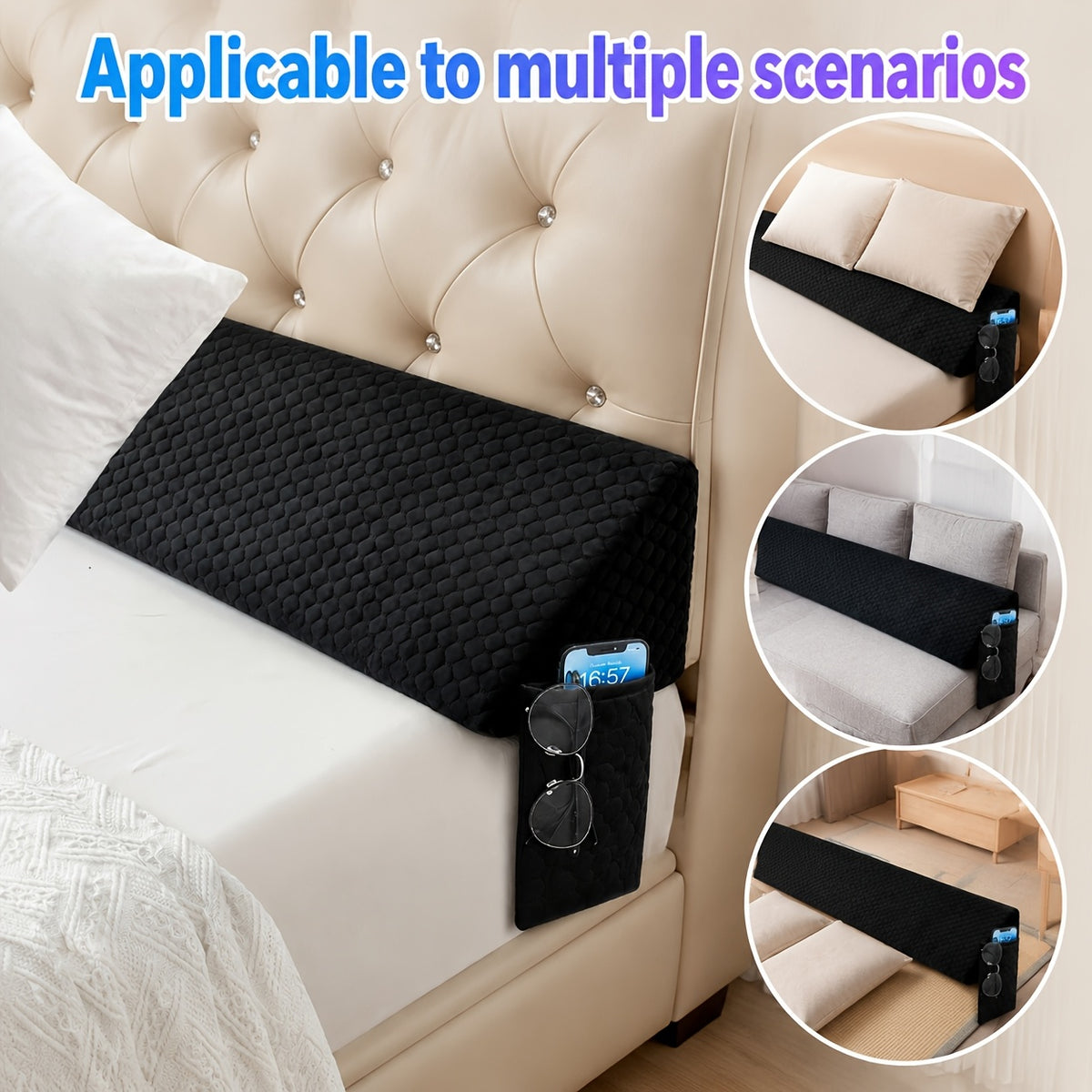 Bed Gap Wedge Pillow for Headboard and Mattress Spaces up to 7 Inches, Bedroom Backrest Cushion in Eight Colors with Twin, Full, Queen and King Options