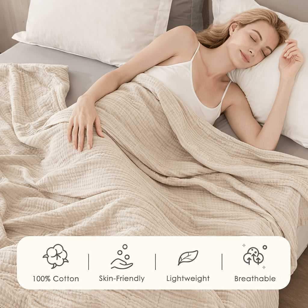100% Muslin Blankets 6 Layers, Cooling Blanket, Room Decor Blanket, Perfect Holiday Gifts, Breathable & Lightweight, Camping Stuff, Soft Gauze Blanket, Suitable For New Year, Christmas Gifts