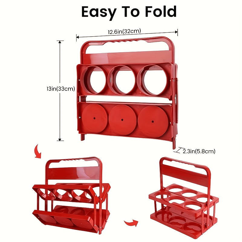 Drink Carrier with Handle, Plastic Cup Carriers for Drinks, Drink Holder for Car, GrubHub, Doordash Accessories, Portable Foldable Reusable Mobile, Use for Food Delivery Bag, RED