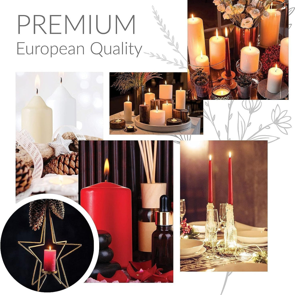 Ivory Taper Candles - Pack of 14 - 9 Inch Tall Candlesticks with Unscented Premium Wax - 8 Hour Long Burning for Home Decoration, Wedding, Holiday and Parties