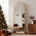 Bedroom Full Length Mirror with Stand, Black or Golden Dressing Mirror with Arched and Rectangular Size Options for Living Room and Cloakroom Decor