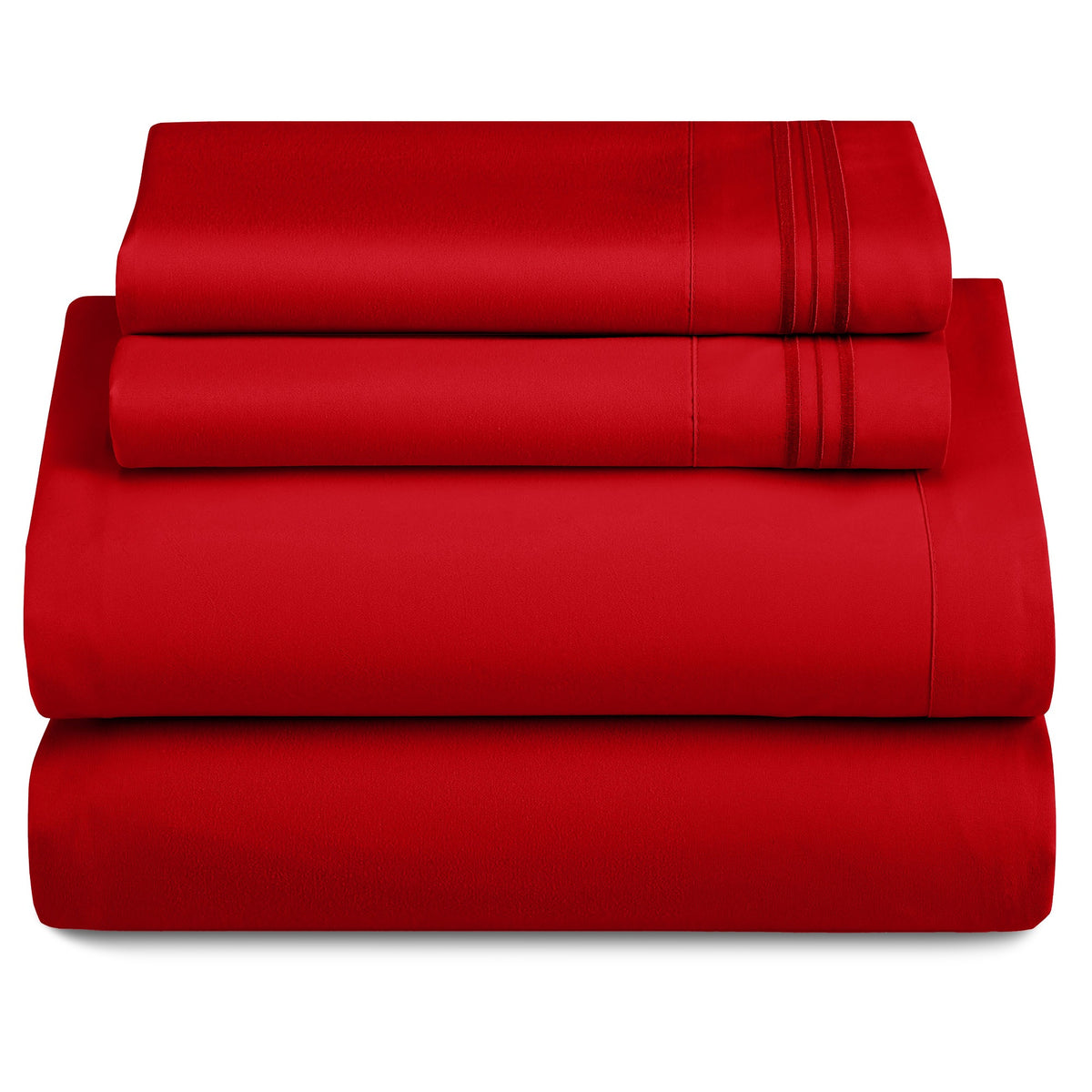 Lux Decor 4 Pieces Solid Bedsheets - 1800 Series Stylish Comfy Bedding Sheet Set - Hotel Luxury Skin Friendly Cooling Sheets & Embroidered Pillowcases Without Filler - Classic Collection With 16 Inches Deep Pocket Room decor - Shrinkage & Fade Resistant