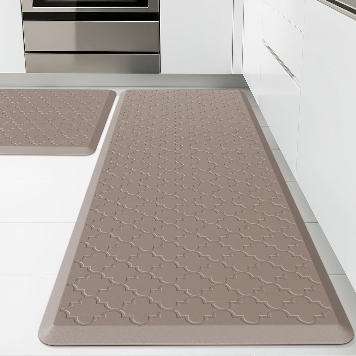 [Non-Slip Kitchen Mats] 2pcs Non-Slip Cushioned Kitchen Mats for Floor | Anti Fatigue Mats for Standing, Office, Sink, Laundry - Grey