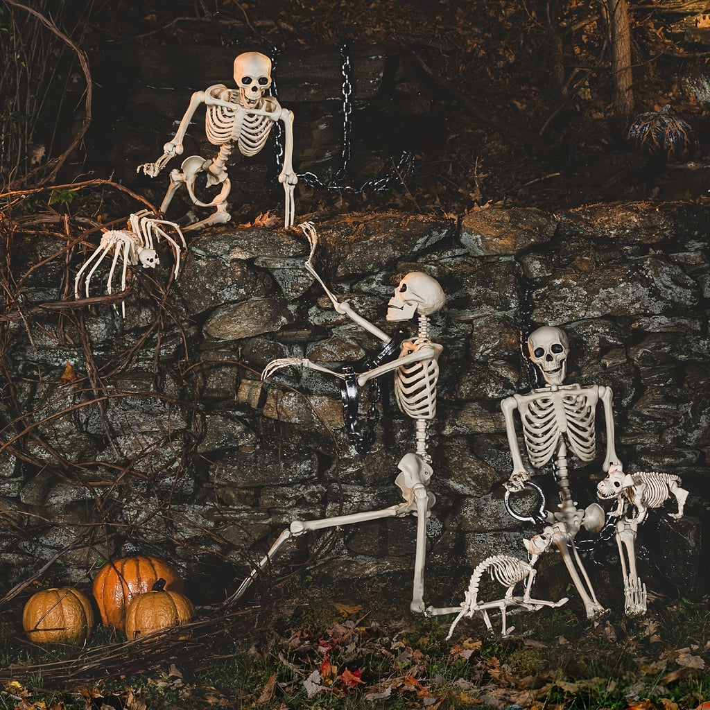5.4Ft Adjustable Life-Size Human Adult Skeleton Plastic Human Bones with Movable Joints for Halloween Decoration