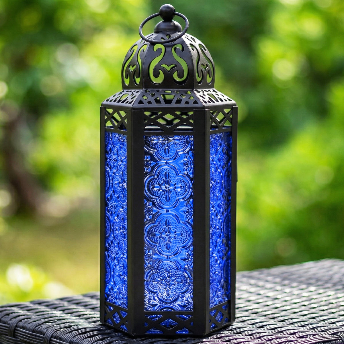 Decorative Moroccan Candle Lantern Holder, Medium, 10.5" Tall