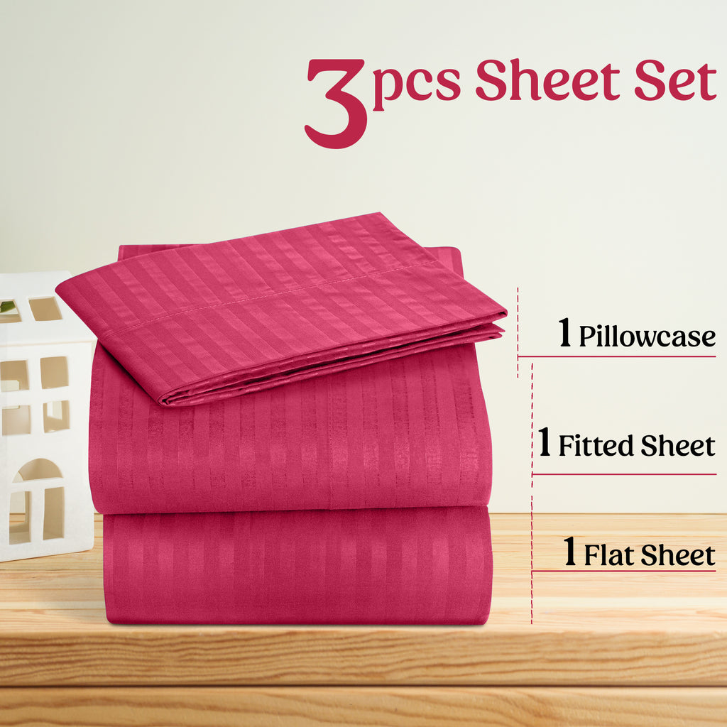 Lux Decor 4/3 Pieces Striped Bed Sheets Set - Hotel Luxury Sheets, Deep Pocket Up to 16 Inches, Extra Soft, Breathable Cooling Sheet & Pillowcases, Easy To Fit, Wrinkle Free, Fade & Stain Resistant Bedding Set