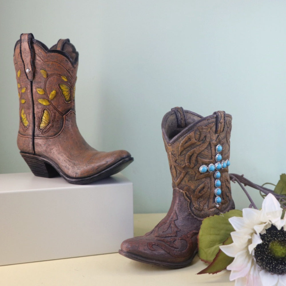Creative Resin Vase Ornaments Western Cowboy Boots Hydroponic Flower Arrangement Container Living Room Light Luxury Home Decoration