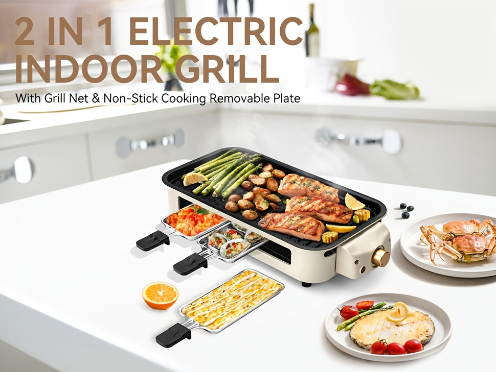 Smokeless Electric Grill | Indoor Grill with Removable Non-Stick Plate, 1700W, Portable BBQ Grill, Electric Griddle, Stainless Steel, Dishwasher Safe, Perfect Gift for Christmas
