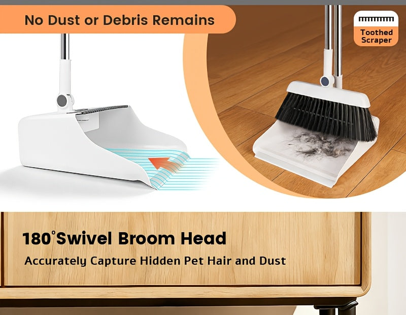 2-In-1/3-In-1/4-In-1 Broom with Dustpan Combo Set, Non-Stick Hair Cleaning for Hard Floors, Long Handle Sweeping for Living Room, Bedroom, Bathroom, Durable, Easy Storage, Rotatable, Foldable, Efficient Cleaning, Flexible Design, Fast Dust Removal