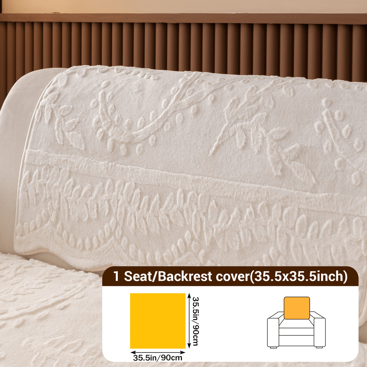 1pc Thickened Quilted Machine Washable Sofa Cushion, Faux Rabbit Fur Comfort Warm Non-slip Plush Sofa Cover, Breathable and Comfortable Pet-friendly for Bedroom, Office, Living Room, Suitable for 2/3/4-seater Sofa, Home Winter Decor, Christmas Gifts