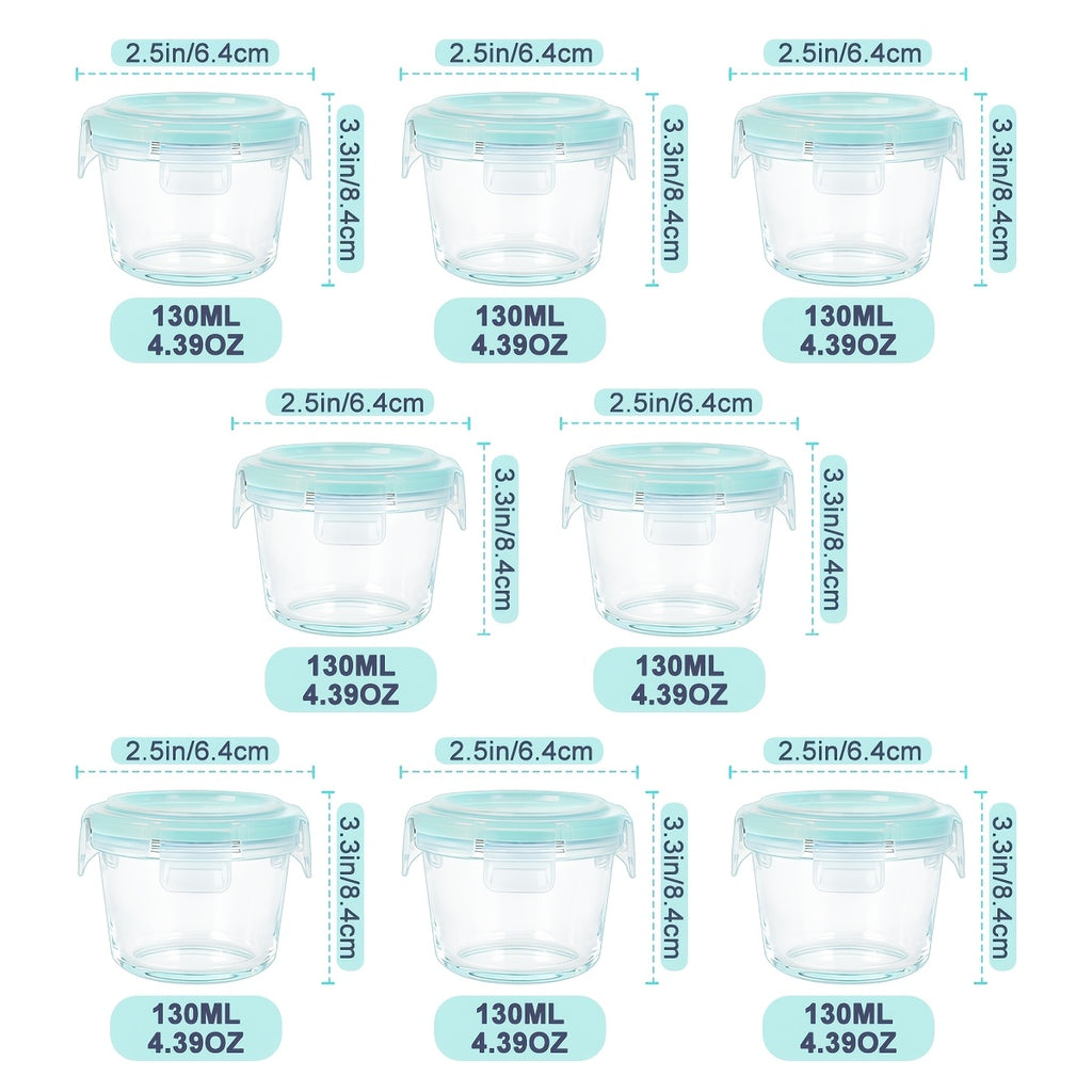 16pcs (8 Lids And 8 Containers) Sealed Glass Food Storage Containers, Lunch Boxes, Microwave Ovens, Ovens - Perfect for Salads, Fruits, Vegetables, And Sandwiches, Lunch Boxes | Sealed Storage | Durable Glass, Food Storage Containers