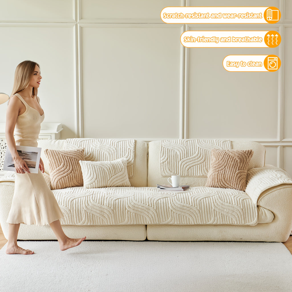 1pc of Thick, Quilted Sofa Cushion That Is Stylish, Durable, Warm, And Non-Slip. This Plush Sofa Cover Is Breathable And Comfortable, Making It Perfect for Families with Pets. It Is Suitable for Use in The Bedroom, Office, Living Room