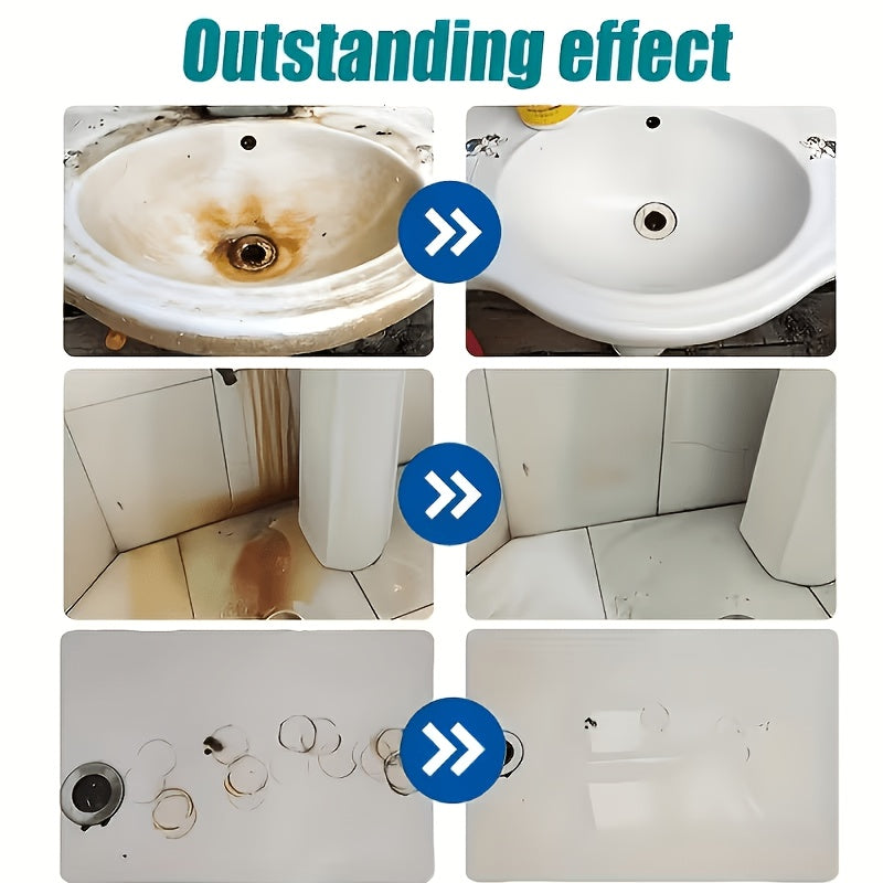 Bathroom/Ceramic Rust Remover - Eliminates Rust Stains, Water Marks, Yellow Spots, And Limescale. Cleans Stains, Restores Surface Shine. Gentle Formula, Glaze-Safe. Suitable for Bathtubs, Sinks, Faucets, Tiles, Toilets