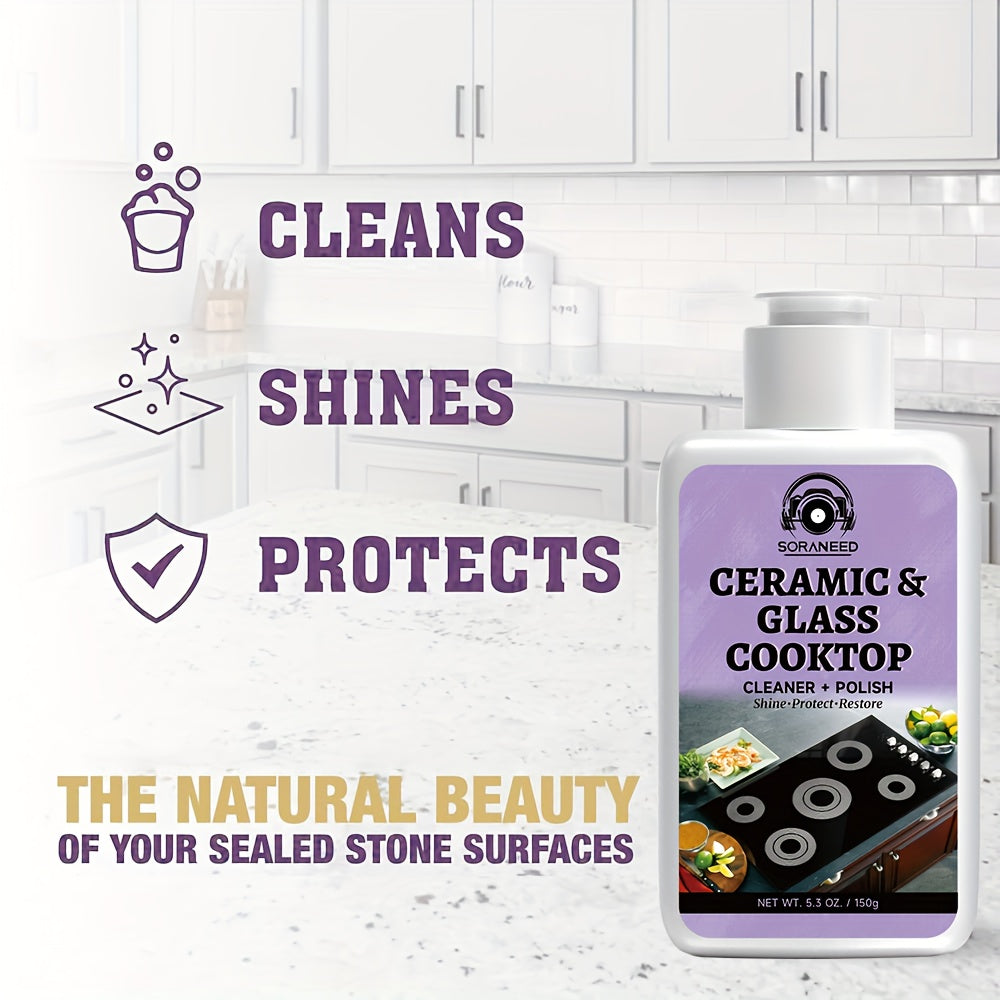 Fast-acting Ceramic Stove Cleaning Kit, A Fast-acting Stovetop Cleaner That Removes Burnt-on Grease And Stains Without Leaving Scratches. Gentle Ingredient, Non-irritating And Non-pungent, No Toxic Residue, A Healthier Home Clean Supplies And Produc