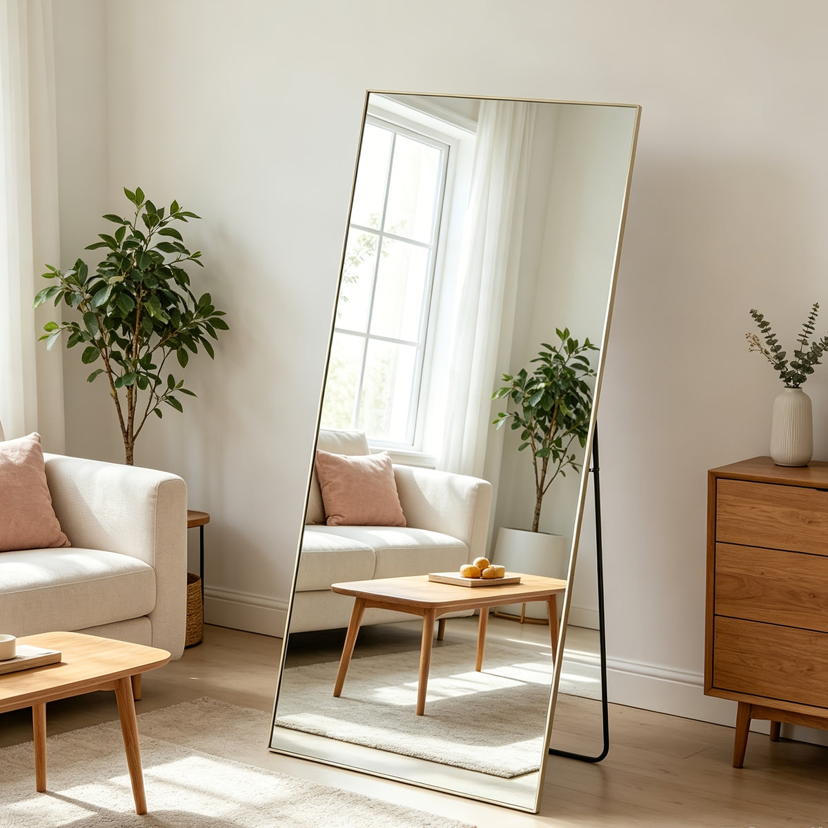 Full Length Floor Mirror, Shatterproof Tempered Glass & Metal Frame, Free Standing or Leaning Dressing Mirror, Circle Vanity Mirrors in Various Sizes Suitable for Home Decor, Bathroom Bedroom Living Room Entryway, Hanging or Leaning