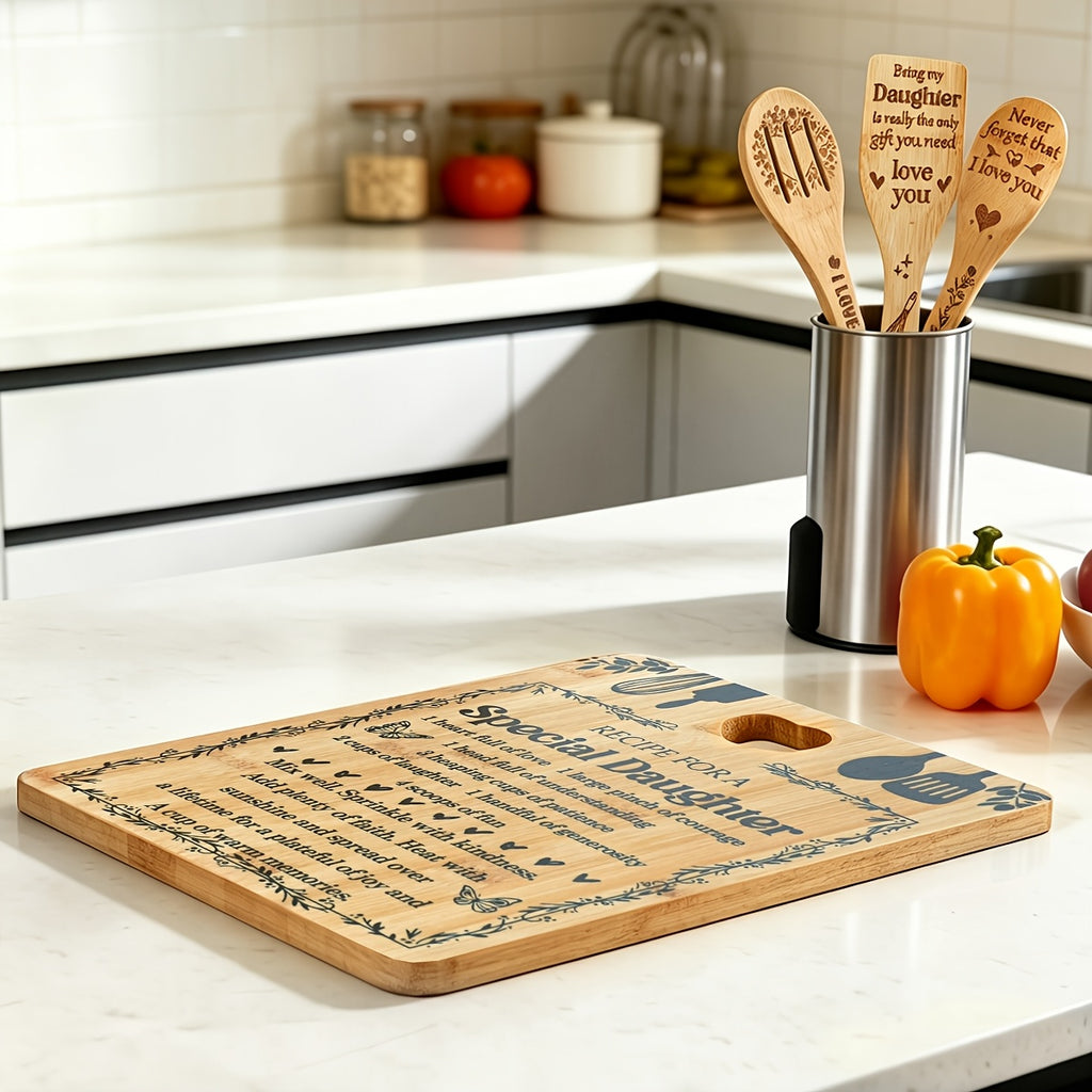 Birthday Gifts for Daughter - "Recipe for a Special Daughter" Daughter Cutting Board Set Bamboo-Made Engraved Utensil Set Birthday Gifts for Daughter Daughter Christmas Gifts