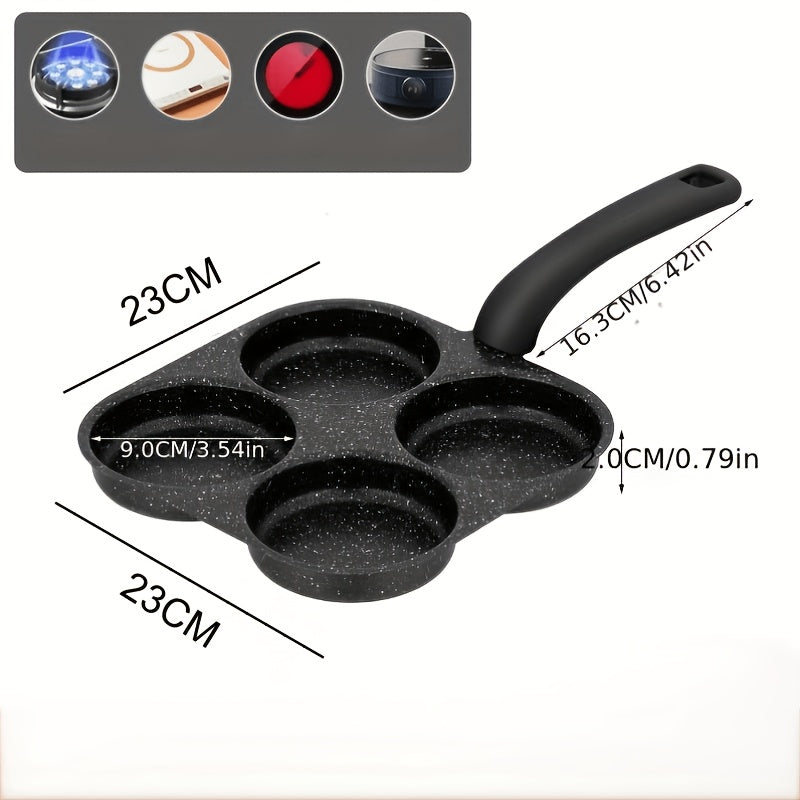 4-In-1 Cast Iron Omelette Pan, Non-Stick Single Handle Frying Pan, Dishwasher Safe, Compatible with Electric Stove, Kitchen Gadgets for Pancakes, Omelettes, Etc