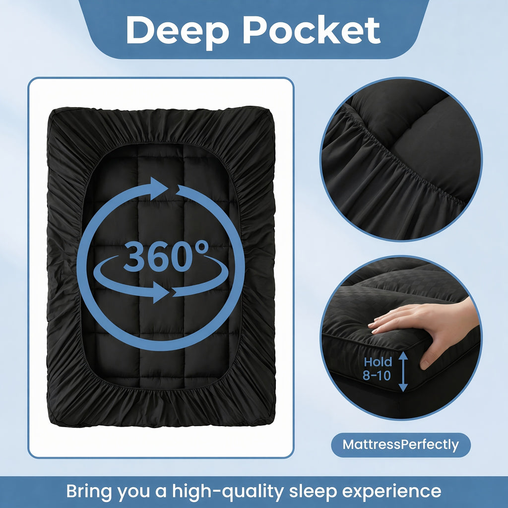 Pillow Top Mattress Pad, 1000GSM Stretchable Quilted Breathable & Machine Washable, Cooling Mattress Protector, Fit Twin/Full/Queen/King Bed RV & Sofa, 8-21 Inch Deep Pocket, Ideal Home Gift