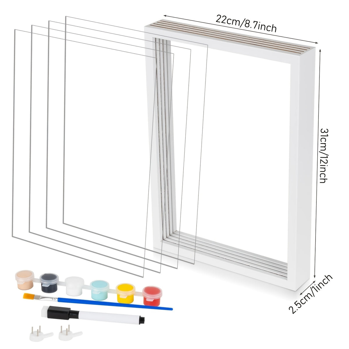 Family Handprint Kit - Handmade Keepsake Wooden Frame - Family Gift - for New Parents And Parents-To-Be, Includes 6 Acrylic Paint Colors