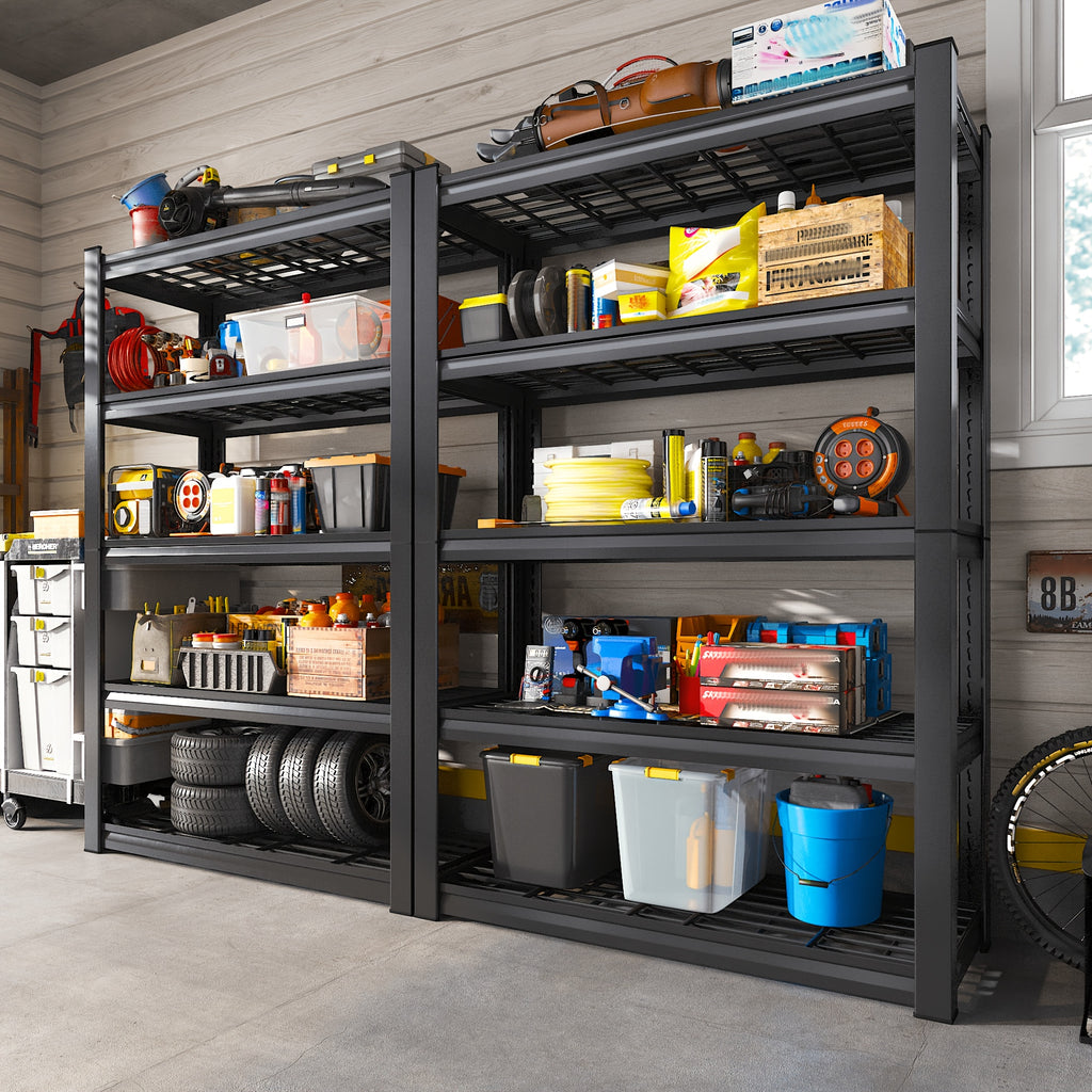 72''H Storage Shelves Heavy Duty Shelving 2000LBS Garage Shelving 5 Tier Metal Shelves for Garage Shelves 35.5"W X72"H X 15.8"D, Adjustable Shelving Unit for Basement Pantry Utility Rack Shelf, Kitchen Standing Rack/ Kitchen Standing Baker's Rack