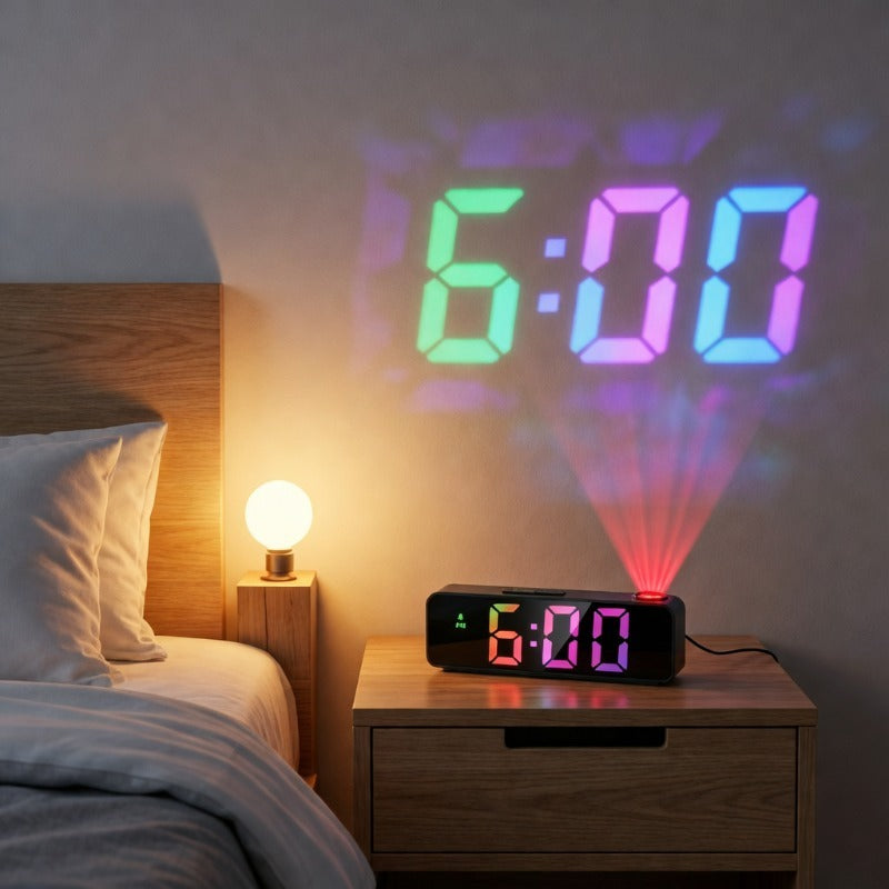 Projection Alarm Clock, Ceiling Projection Alarm Clock, 7.7-inch Large Display Screen, LED Digital Clock, Snooze Function, Bedroom And Living Room Clock, USB Charging, Night Mode, Projection Alarm Clock, Suitable for Bedroom, Office And Travel.