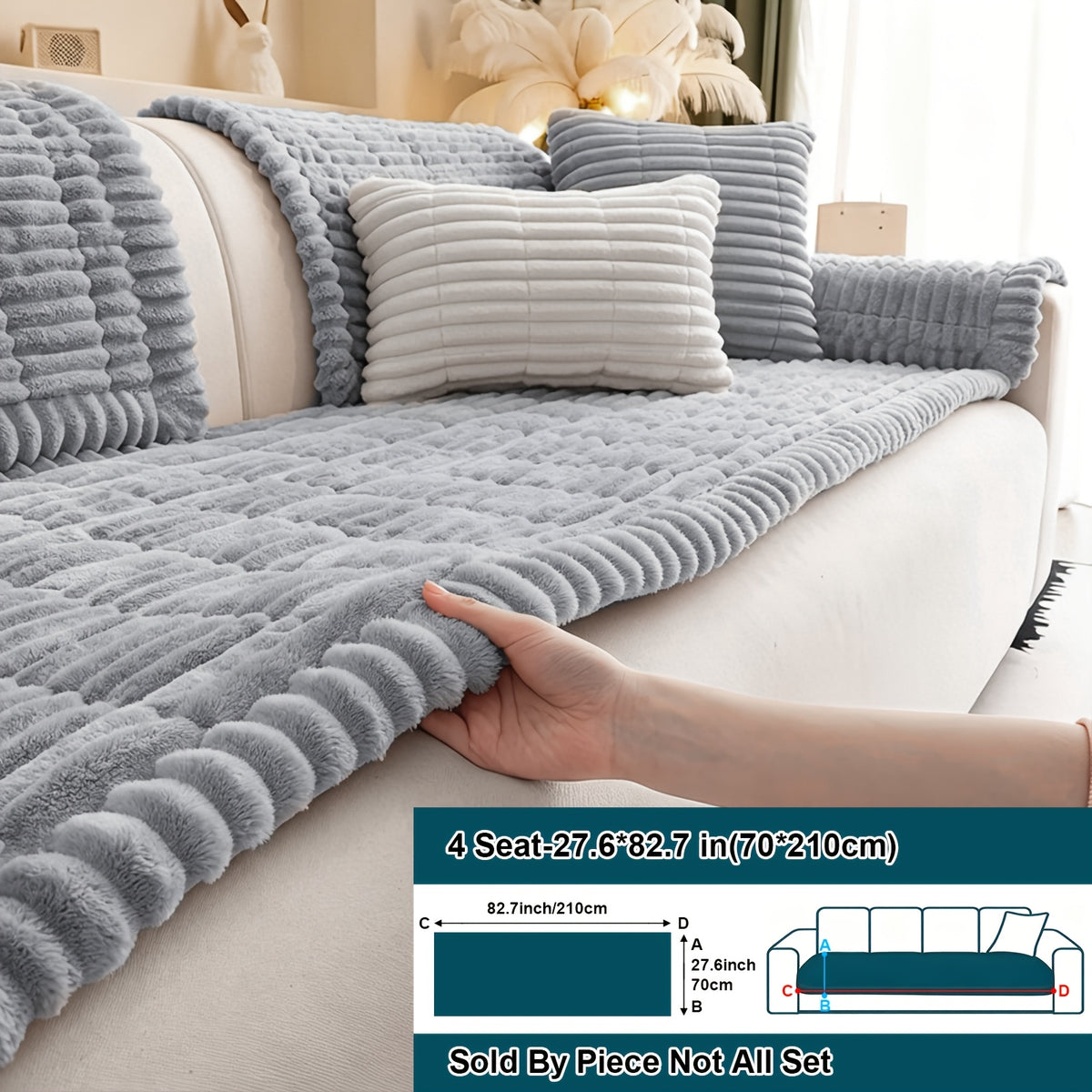 1pc Soft Quilted Thick Sofa Cushion, Bohemian Style Removable Machine Washable Sofa Protector, All Season Pet Friendly 1/2/3/4 Seater Split Sofa Cover, Suitable for Living Room Bedroom, Living Room Office Furniture Protective Covers