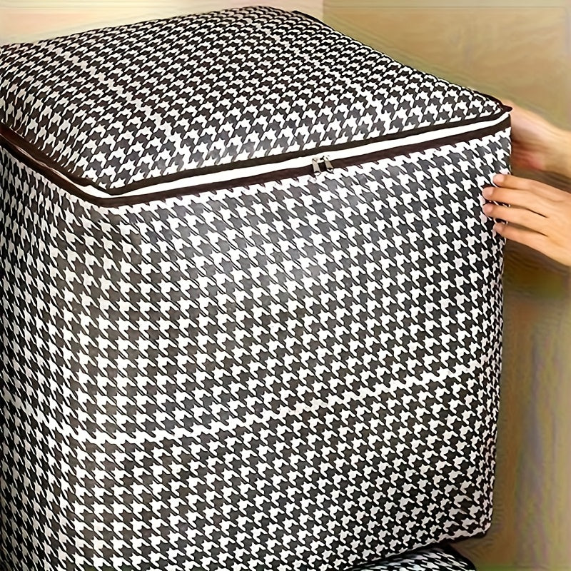 2pcs Oversized 56.37 Gallon Checkered Cloth Thickened Household Storage Box, Large Clothing And Bedding Storage Box, Dust-Proof And Bag, Double Zipper with Handle, Ideal Storage Bag for Moving And Traveling, Can Be Stored Outdoors, Under-Bed Storage
