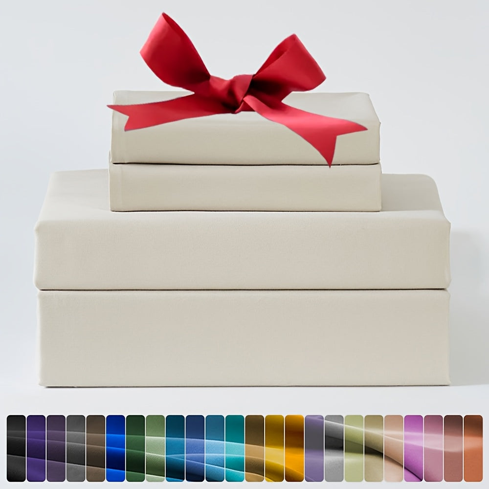 3/4pcs Ultra-Soft Microfiber Queen Size Cool Sheet Set - Hypoallergenic, Breathable with (14" - 17") Deep Pocket, Shrink & Fade Resistant - Includes Flat Sheet, Fitted Sheet, And 1/2 Pillowcases - Ideal for Queen & King Sizes - Gifts, Random Color