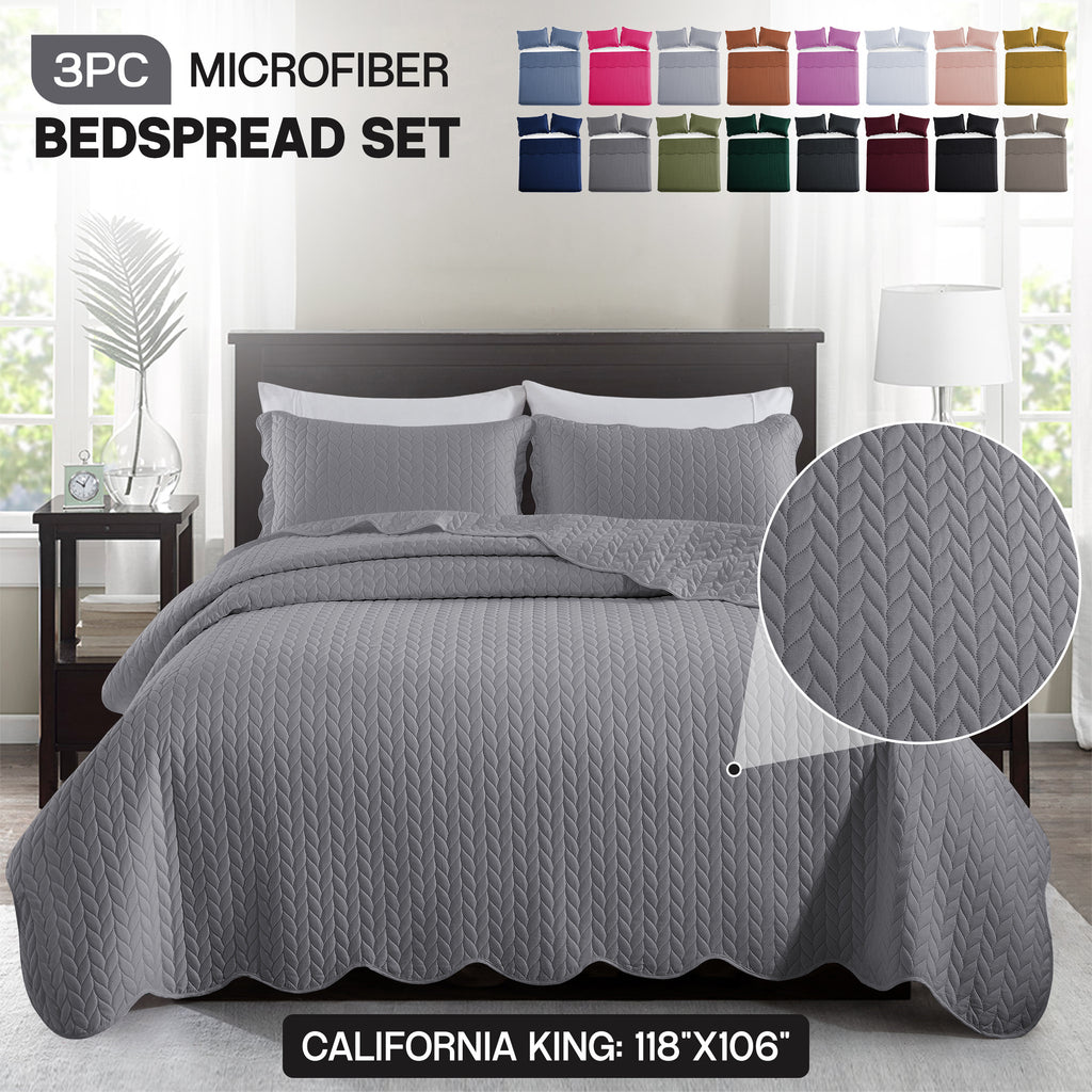 3pcs Bedspread Set Bedspreads with free Pillow Shams - Leaf Pattern Soft & Breathable Bedspread Lightweight Microfiber Bedspread - Modern Style Floral Pattern Coverlet For All Seasons - Christmas Gifts For Family And Friends (1 Bedspread, 1 Or 2 Pillow Sh