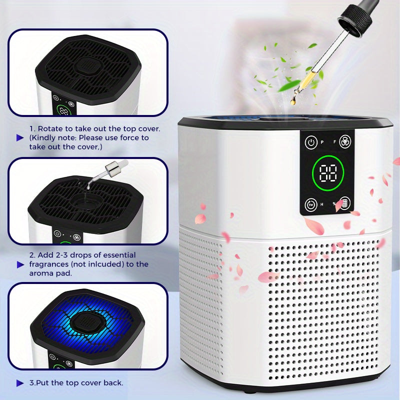 For Home Air Purifiers, Pet Air Purifier for Dust Odor Smoke, Low Decibel Quiet Sleep Mode Air Cleaner for Bedroom Office Living Room, Small Air Purifier Pet Air Purifier Room Air Purifier, 1 Pack