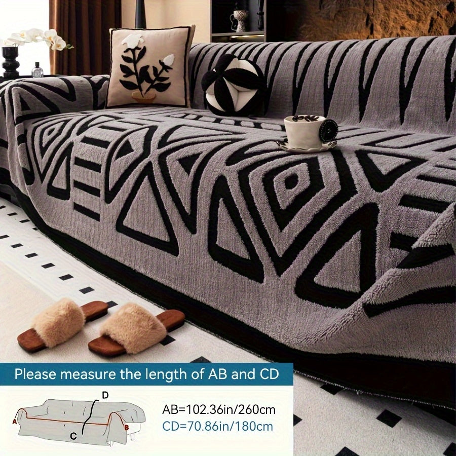 1 New Bohemian Style Sofa Cover Retro Woven Cozy Throw Pet Friendly Slip Resistant Luxury Thick Velvet Couch Cover Machine Washable Soft Plush Decor for Armchair Loveseat 3 Seater 4 Seater Sectional Sofa