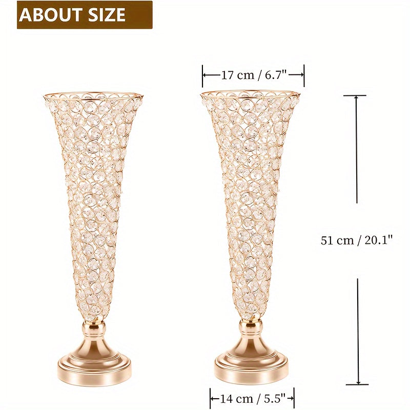 Two Crystal Vases, Standing 20 Inches Tall, Perfect for Centerpieces on Dining Tables, Wedding Celebrations, Birthdays, And Home Decoration