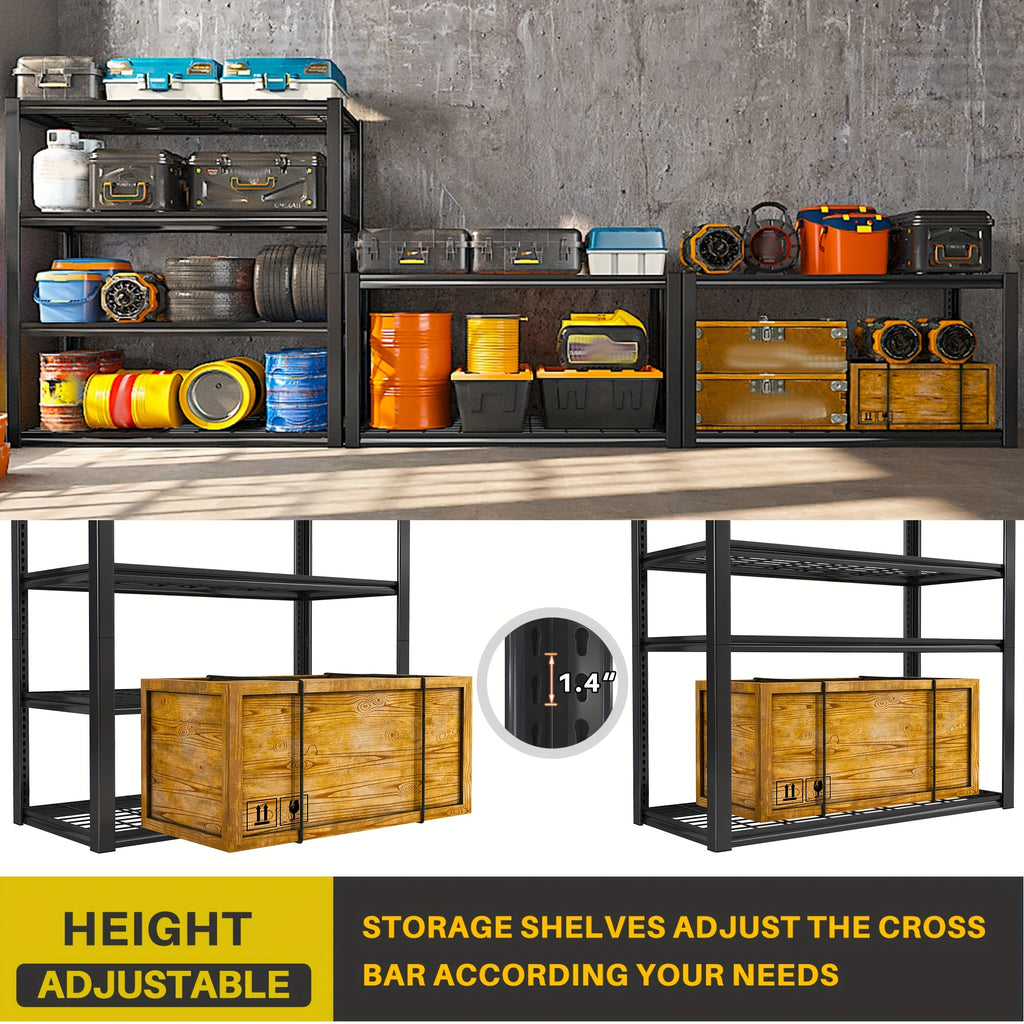 3000LBS Garage Shelving Adjustable 5 Tier Metal Shelving Unit for Storage 60" W Heavy Duty Storage Shelves Rack Garage Storage Shelves Industrial Shelf Utility Rack, Black, 60.1" W X 24.1" D X 72.1, Utility Shelves