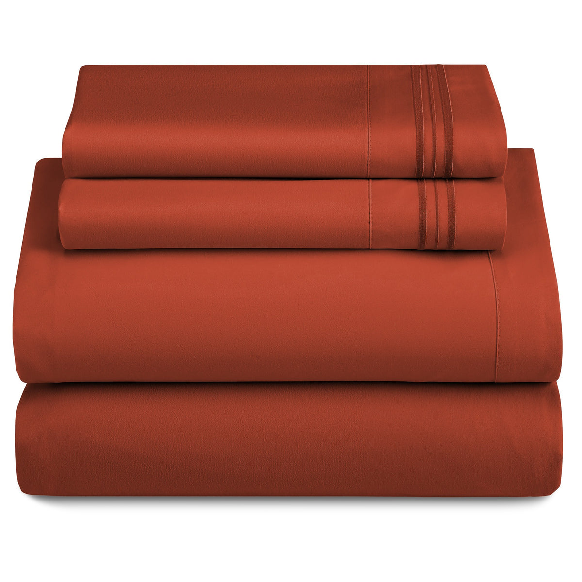 Lux Decor 4 Pieces Solid Bedsheets - 1800 Series Stylish Comfy Bedding Sheet Set - Hotel Luxury Skin Friendly Cooling Sheets & Embroidered Pillowcases Without Filler - Classic Collection With 16 Inches Deep Pocket Room decor - Shrinkage & Fade Resistant
