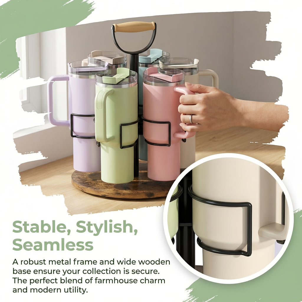 Rotatable Cup Holder, Water Bottle Organizer for Tumbler with Handle, Kitchen Organizers And Storage for Cup Additions, Organizer for Cups