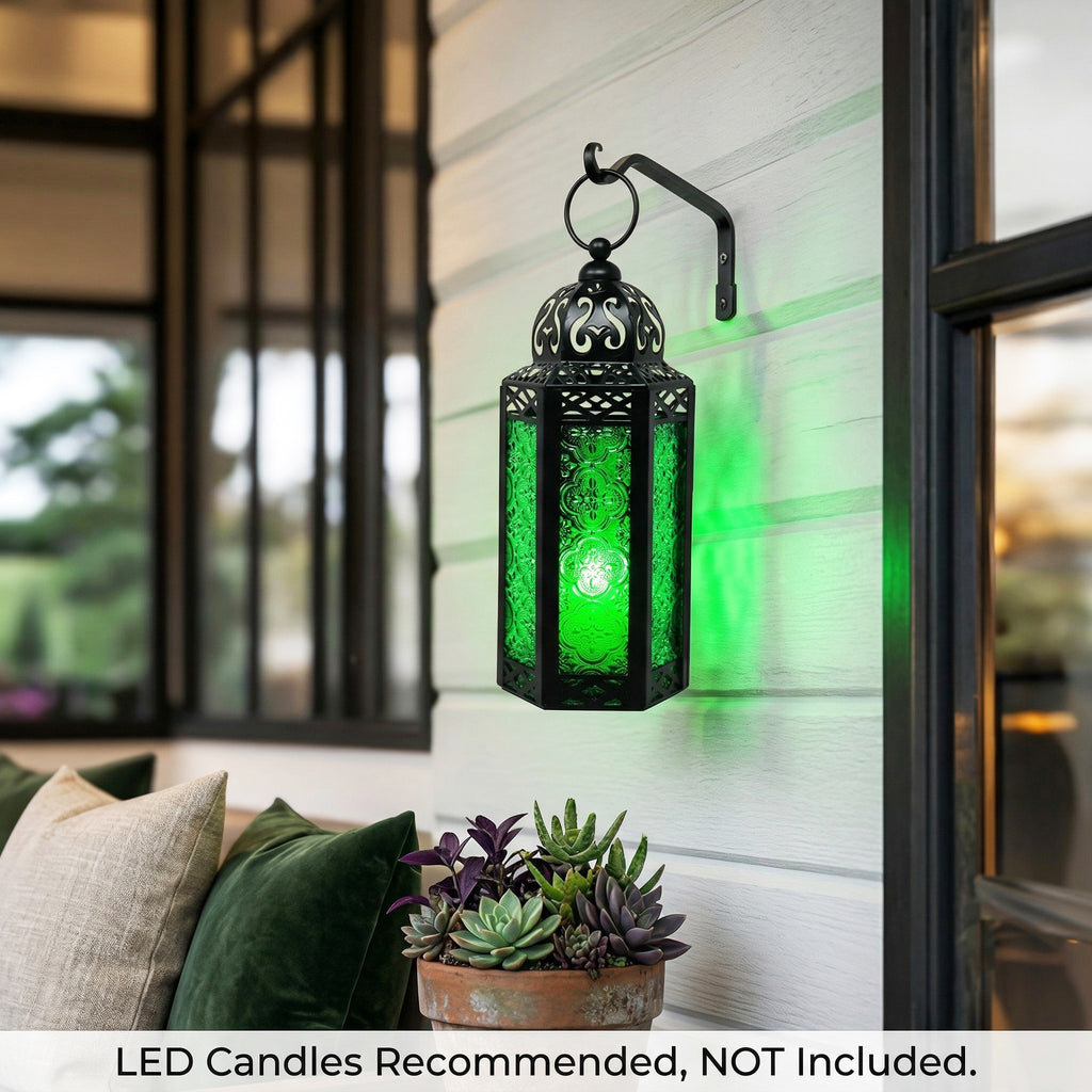 Decorative Moroccan Candle Lantern Holder, Medium, 10.5" Tall