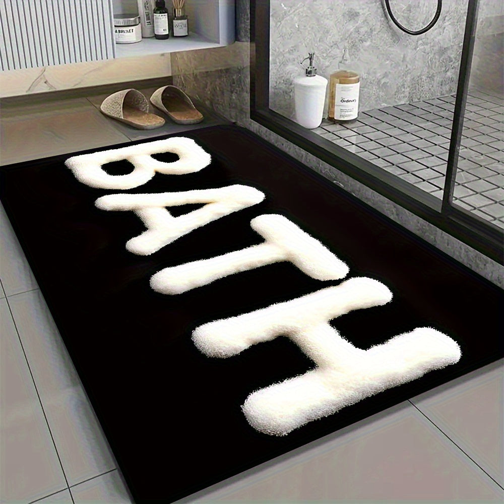 1pc Bathroom Theme Pattern Large Size Non-Slip Diatomaceous Earth Mat, Super Absorbent and Machine Washable, Suitable for Laundry Room and Entryway