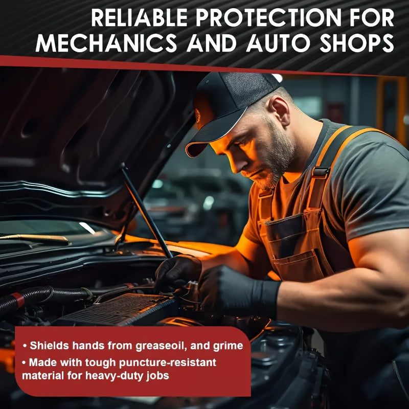 Disposable Black Nitrile Gloves - Durable, Tear Resistant, Powder Free, Free, Frosted Fingertips Enhance Grip Strength - Suitable for Kitchen, Cleaning, Pet Care, Car Repair, Gloves