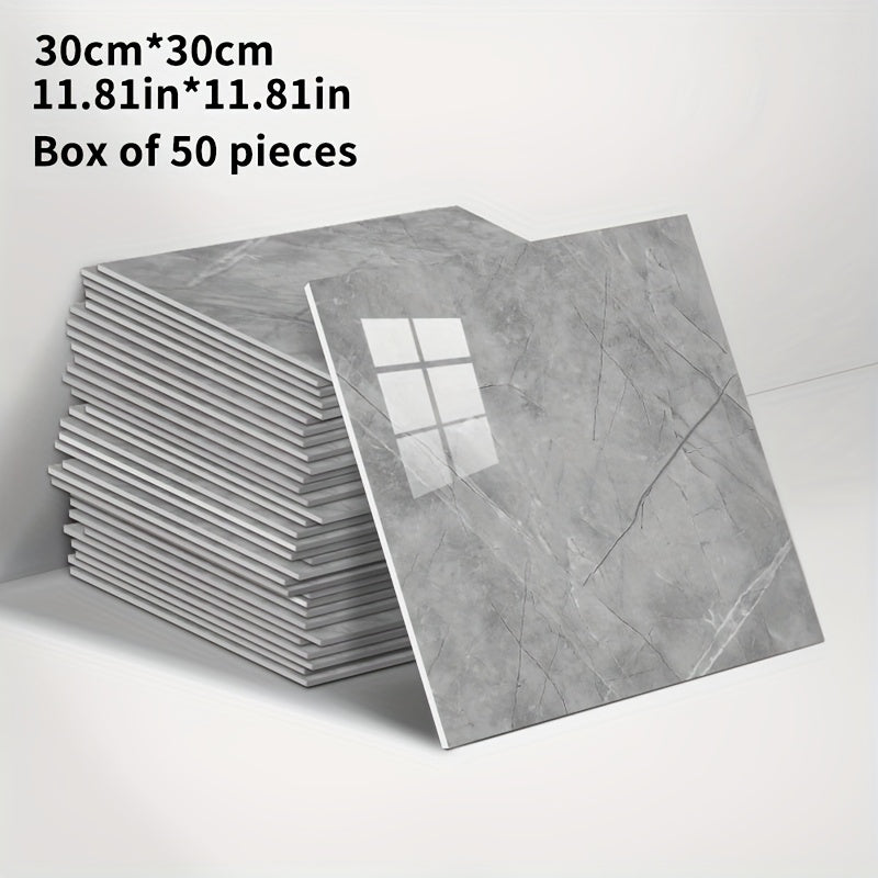 20/50pcs 3D Marble Wall Tiles Wallpaper, Self-Adhesive Foam Wall Panels, Home Decoration Wall Stickers, Peel And Stick, Easy to Clean And Cut, Suitable for Renovation of Bathrooms, Living Rooms, Kitchens, Bedrooms, Not Real Tile (Grey Marble)