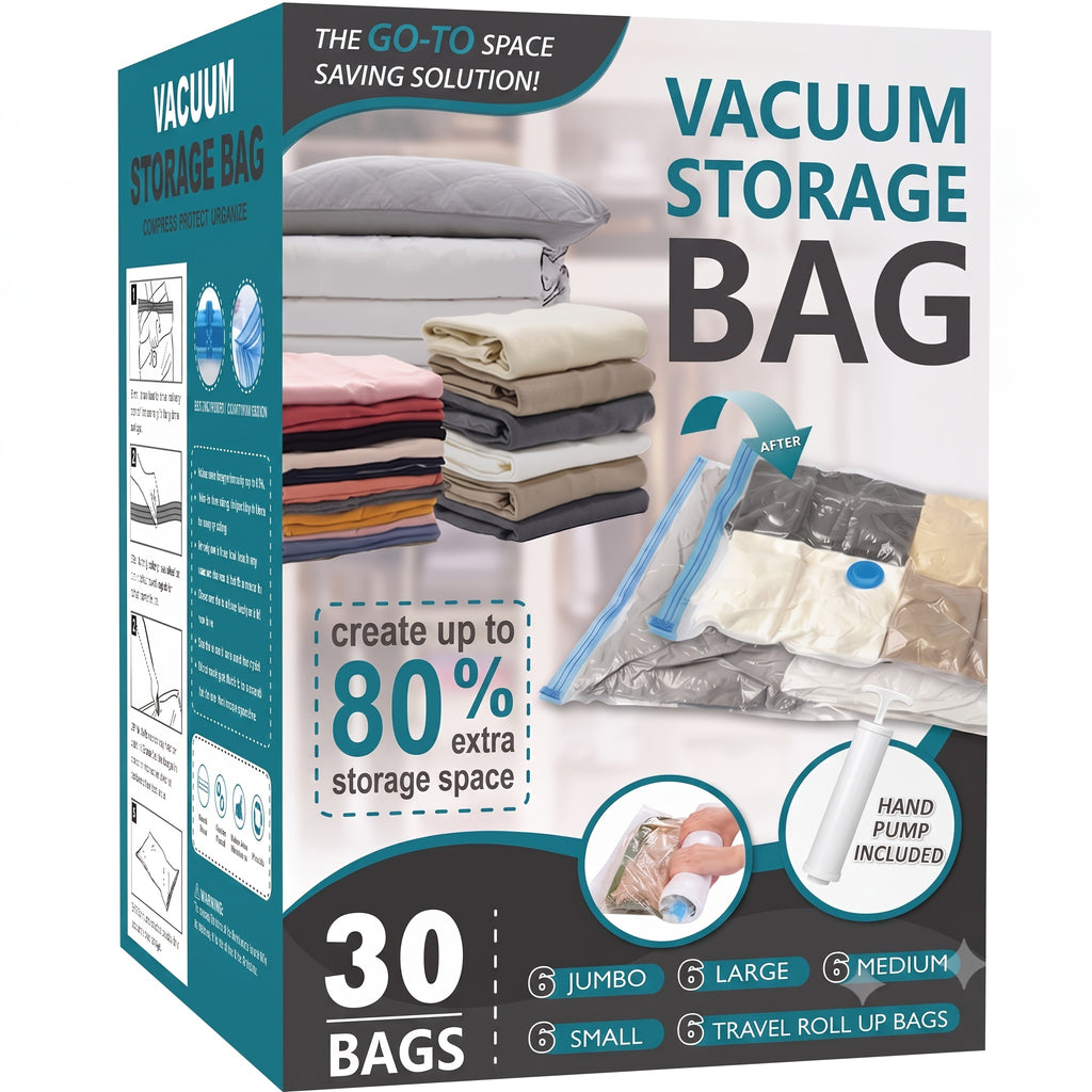 Jumbo Vacuum Storage Bags, Vacuum Seal Bags for Clothing, Travel Space Saver Bags for Luggage Clothes Pillows Comforters Blankets Bedding 4pcs 8pcs 10pcs 12pcs 20pcs 30pcs