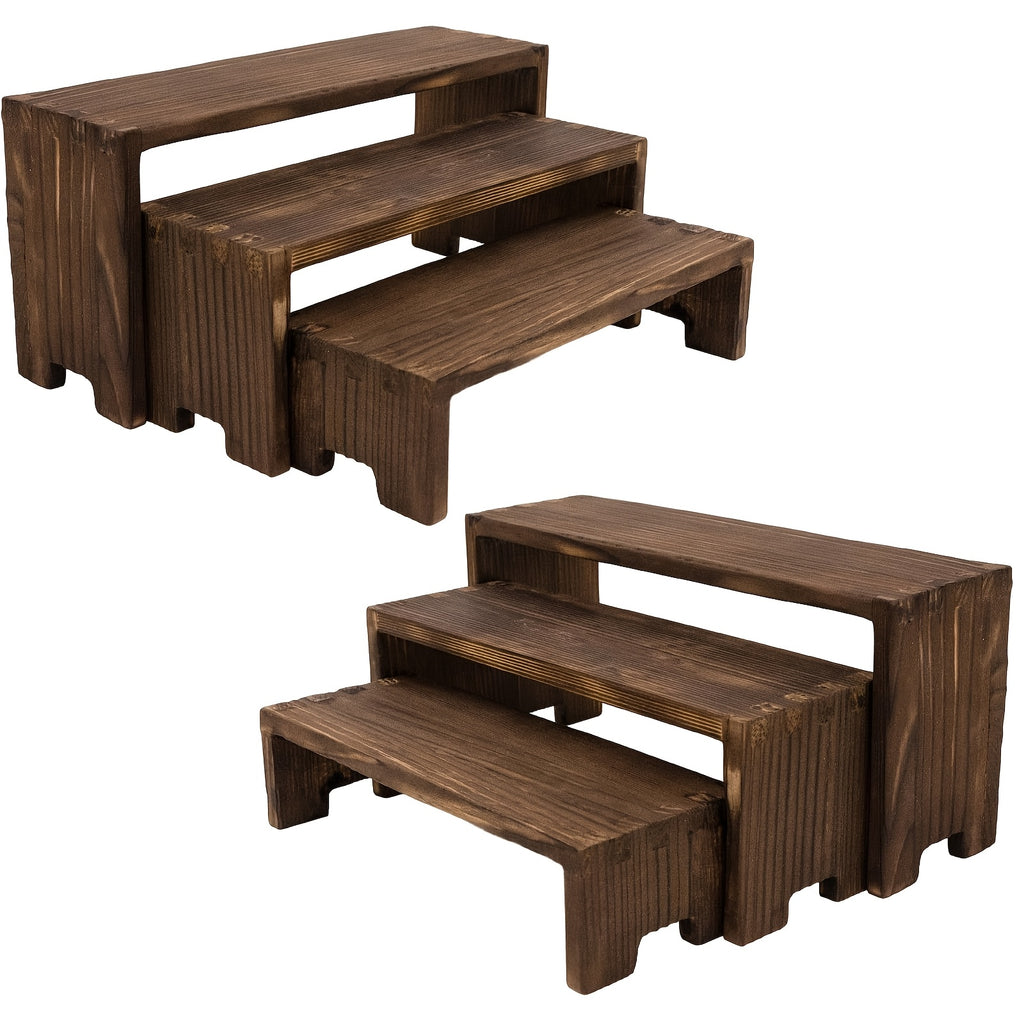 Three-Tier Wooden Display Rack - a Modern Rectangular Home Decor Storage Shelf, a Space-Saving Tabletop Organizer