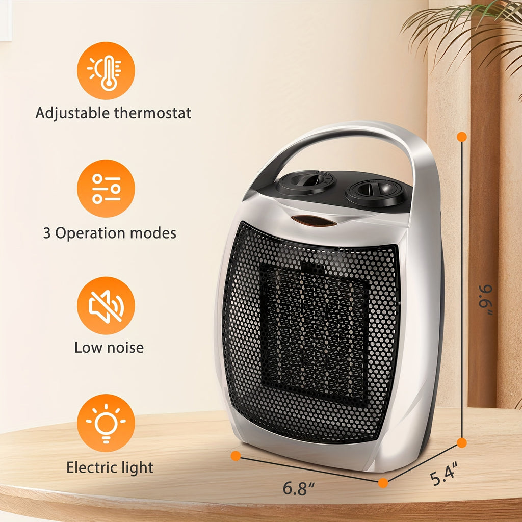 1500W/950W Ceramic Space Heater, Portable Electric Heater with Adjustable Thermostat, Heating Up to 200 Sq. Ft, 2S Rapid Heating, Compact Design, Overheat And Tip-Over Protection, for Indoor Use
