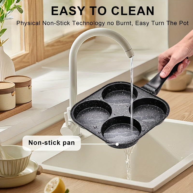 1pc Non-Stick Omelet Pan with Heat-Resistant Wooden Handle & Spray- Suitable for Eggs, Burgers, Skillet Meals - Dishwasher Frying Pan for Stoves, Compatible for Home Kitchen Cooking